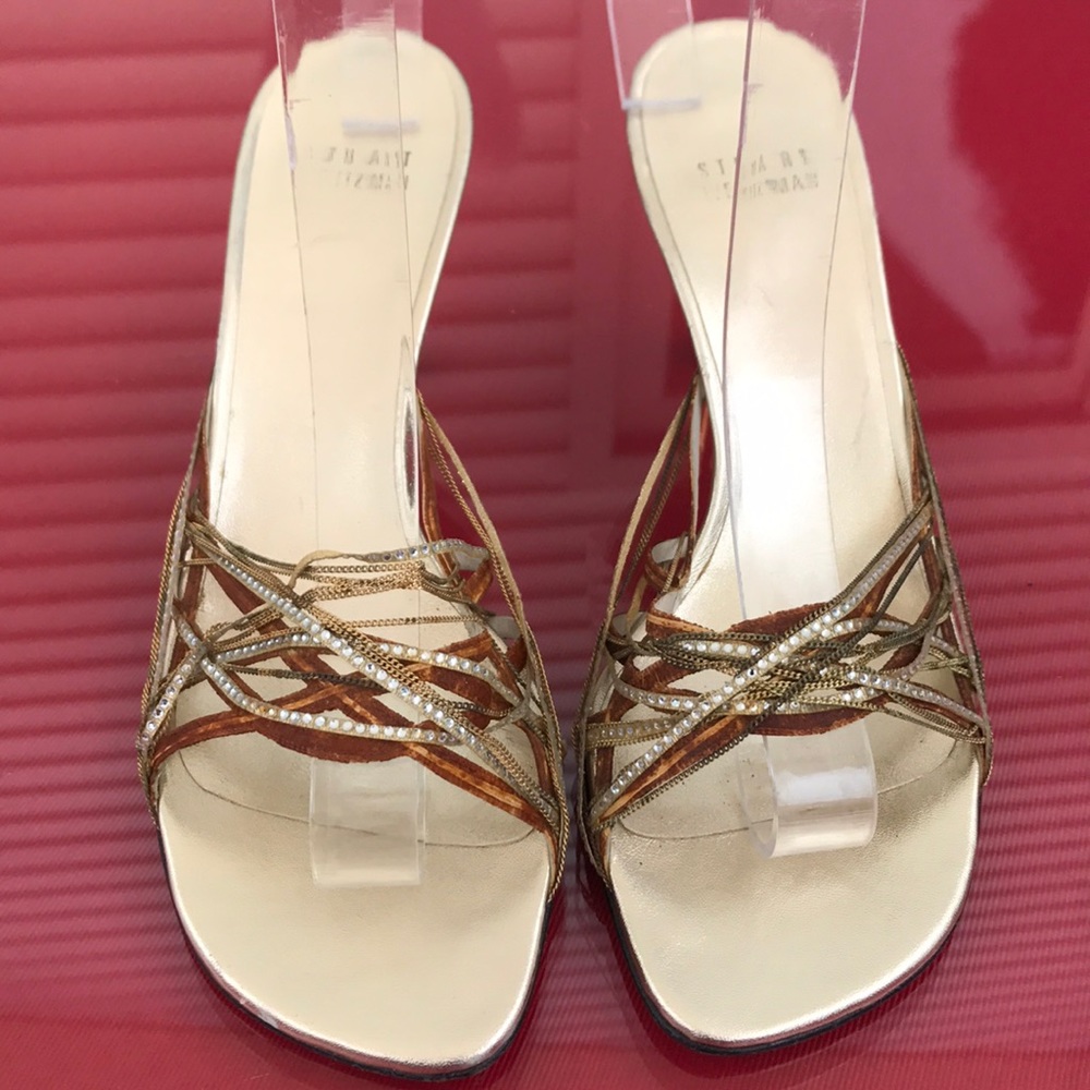 Stuart Weitzman amazing gold sparkle sandals
